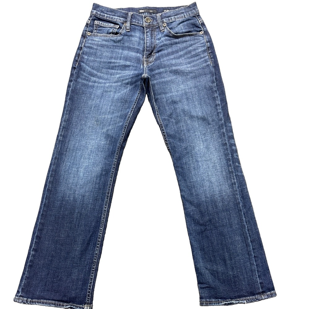 Buckle BKE Jake Straight Fit Jeans Mens 30x30 Stretch Denim Blue Faded Whiskered